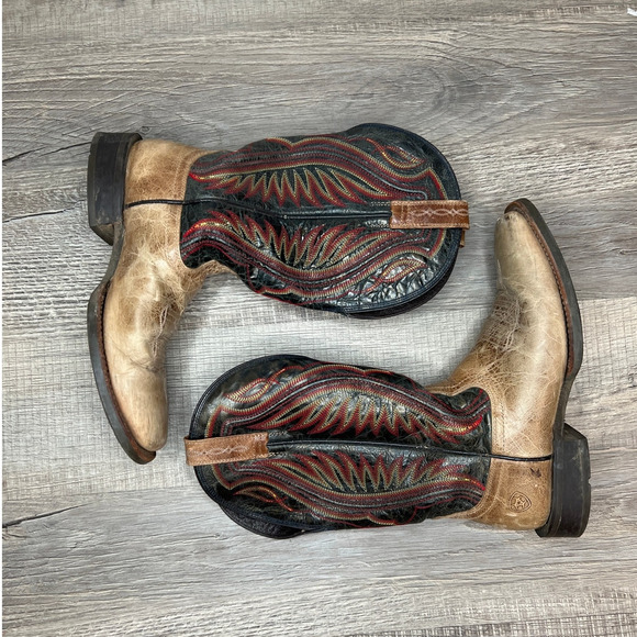 Ariat Mens Size 9.5 Leather Cowboy Square Toe Western Rancher Boots ATS 10016280 - Picture 1 of 8